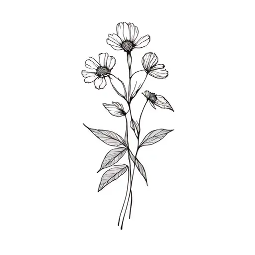 Birth Month Flowers Fine Line