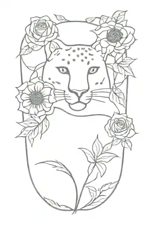 Sunflowers Roses Vines Leopard Surrounded
