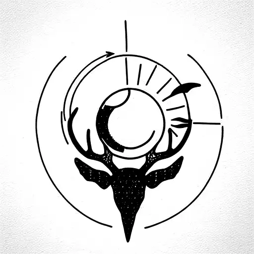 Deer With Sun And Moon