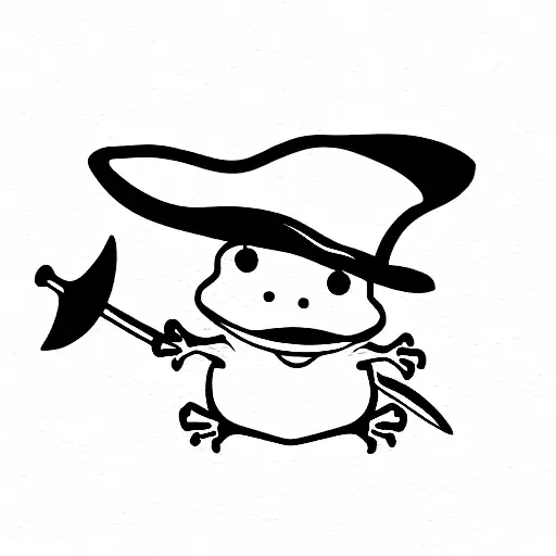 Cartoon Frog With Mexican Hat And Toy Weapon