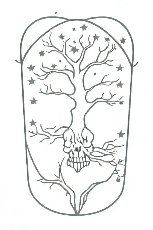 Tree Of Life With Stars And Skull Face