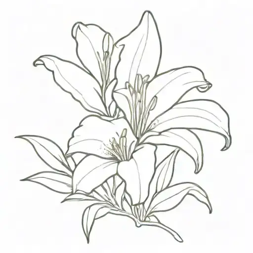 A Lily With Leaves And Branch
