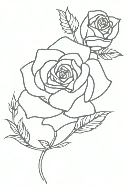 Rose With Crown And Three Leaves