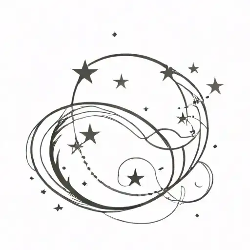 Moon And Stars With Infinity Symbol With Heart