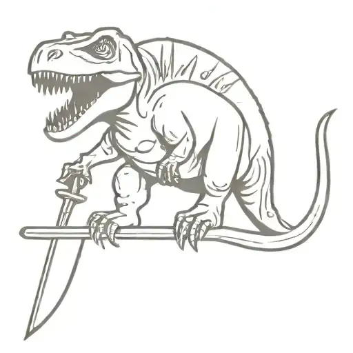 Dinosaur With Katana Sword