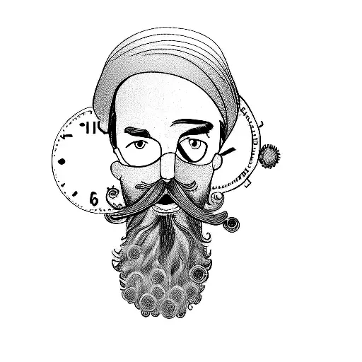 A Man With A Beard And A Clock