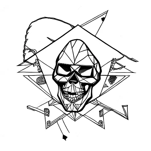 Punk Rock Theme Skull With A Singular Triangle In The Background