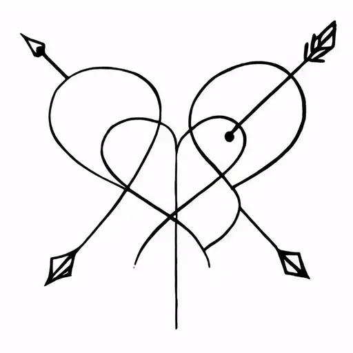 Three Overlapping Hearys With An Arrow Piercing Them