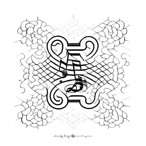 Barcelona Panot Pattern Incorporated Into A Music Note Design