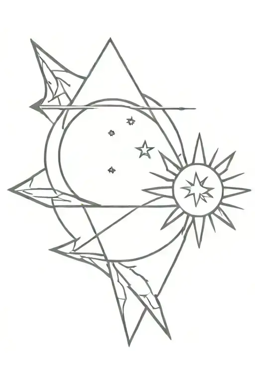 Arrow Fineline Moon Sun Star