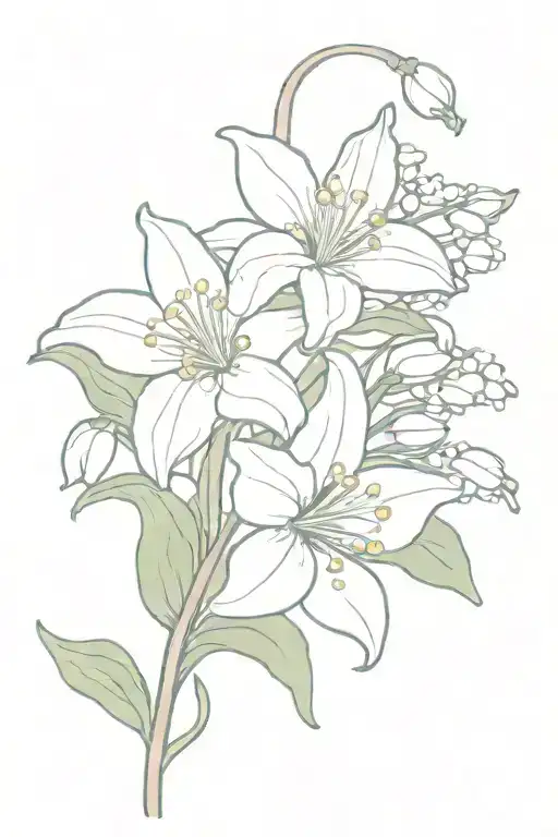 A Fine Line Bouquet With 2 Lilly Of The Valley Flowers And 1 Daisy