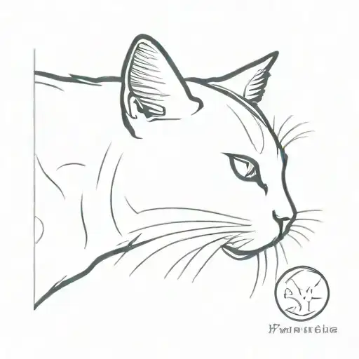 Cat In Profile With Fangs In A Circle