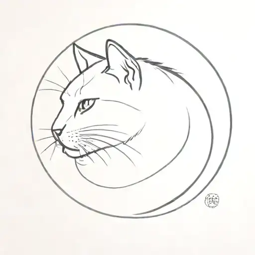 Cat In Profile With Fangs In A Circle