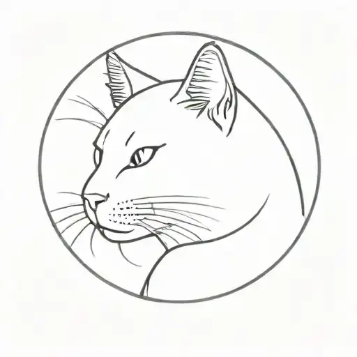Cat With A Grin In Profile In A Circle