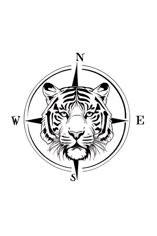Its A Tiger With Like A Compass Design