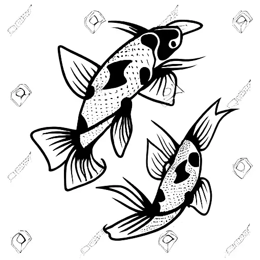 Minimalist Koi Fishes Swimming In Water