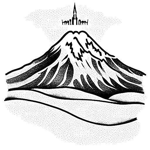 Cathedral Ruins With Mount Saint Helens In Background