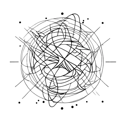 An Abstract Tattoo Symbolizing The Balance Of Forces In Newton's Third Law