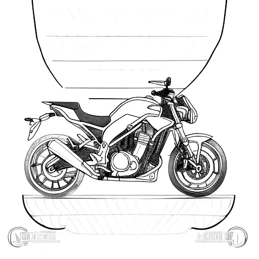 A Detailed Sketch Of A Motorcycle And A Car In A Minimalist Style