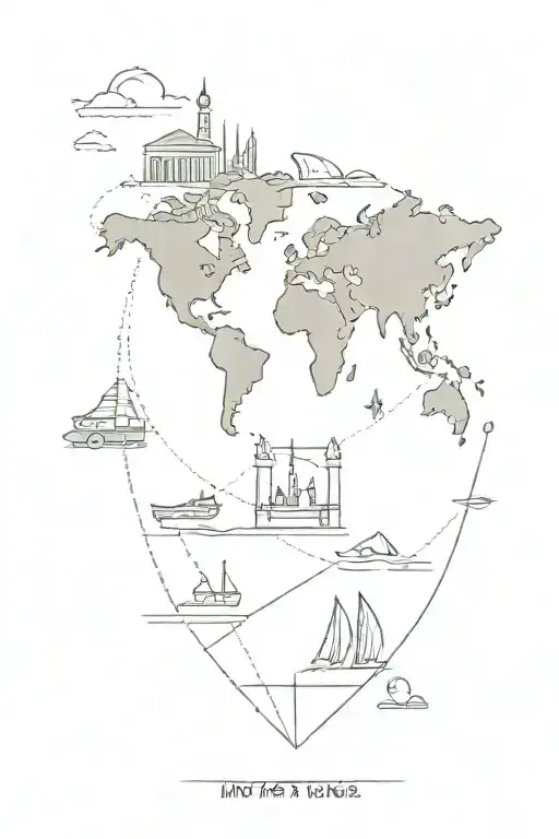 Line Tattoo Travel Themed