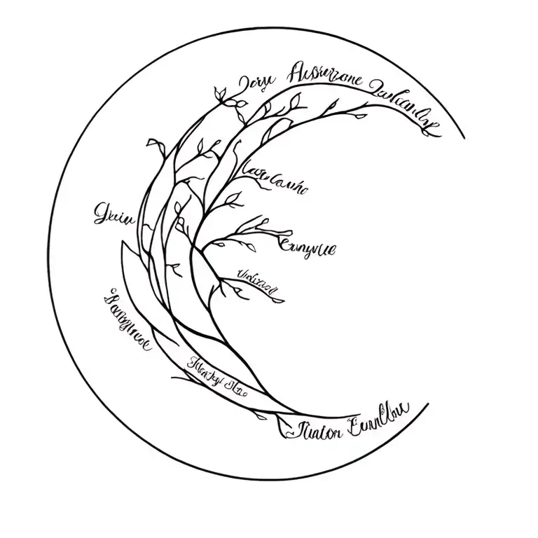 Moon With A Family Tree Connecting To Family Names