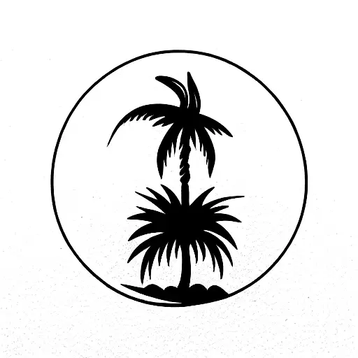 Palm Tree With A Dolphin