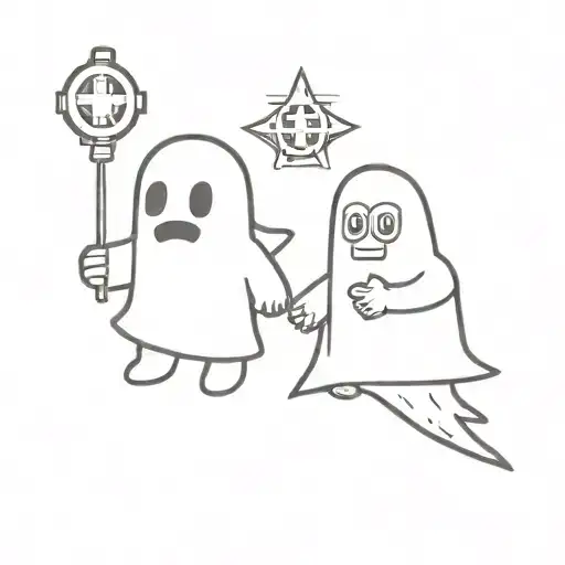 Cartoon Ghost And Paramedic