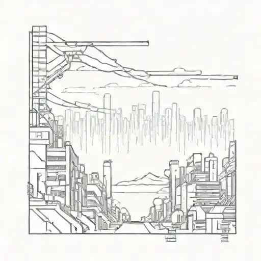 An Anime-inspired Tattoo Of A Cyberpunk Cityscape With Hidden Coding Elements