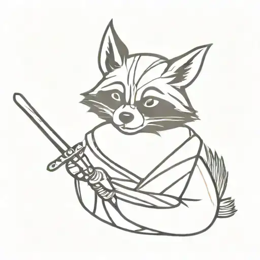 Raccoon Samurai Outline