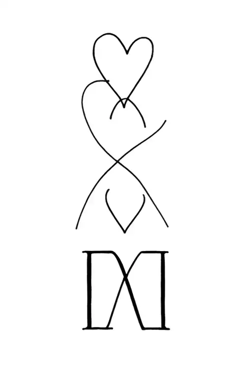 Initial M With Heart Shape Next To It