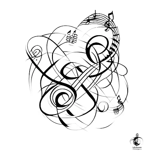 An Abstract Representation Of A Music Note Intertwined With A Nature Scene