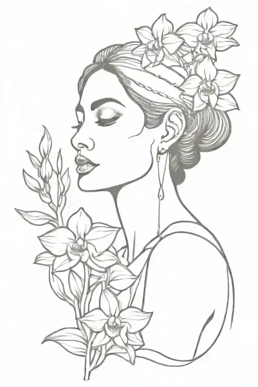 Indian Woman With Orchid Flowers