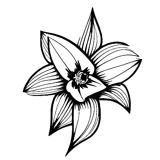 Daffodil And Violet Line Work Intertwined