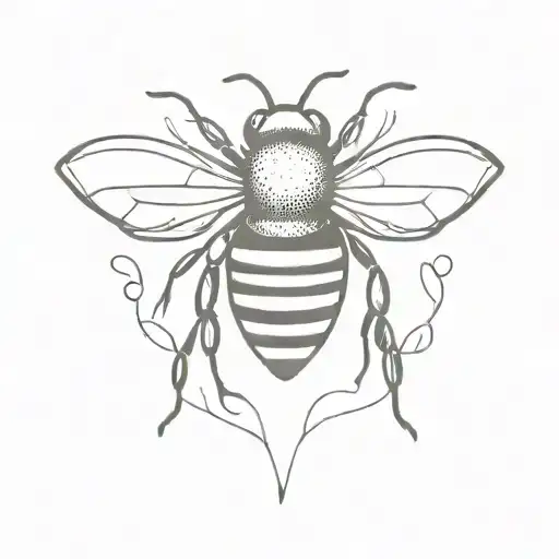 Bee With Heart Wings Flying