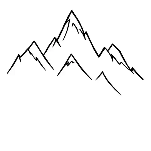 Two Mountain Peaks Representing Parents And Three Smaller Peaks Representing Children
