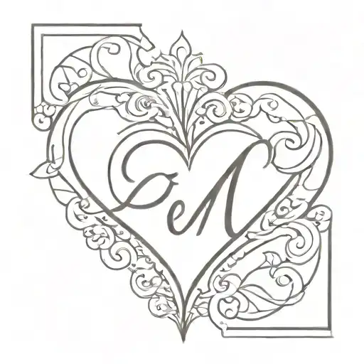 Elegant Initial Letters E M Combined Together Into The Shape Of Heart And Eternity