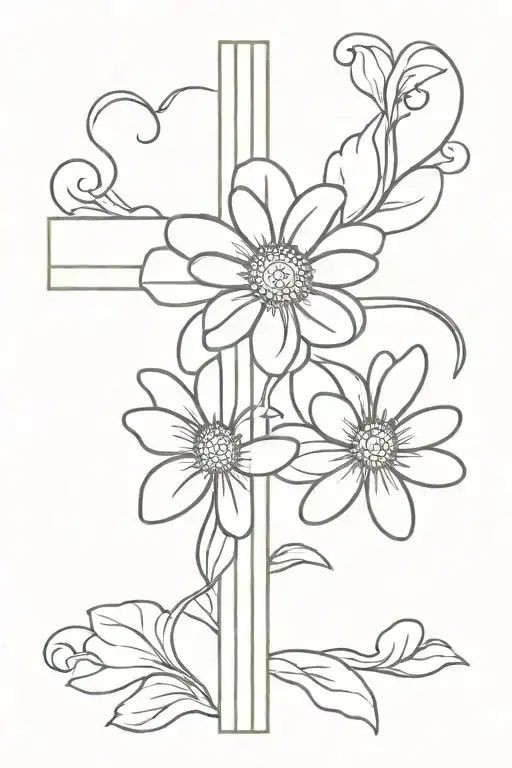 Cross With Daisy Flower