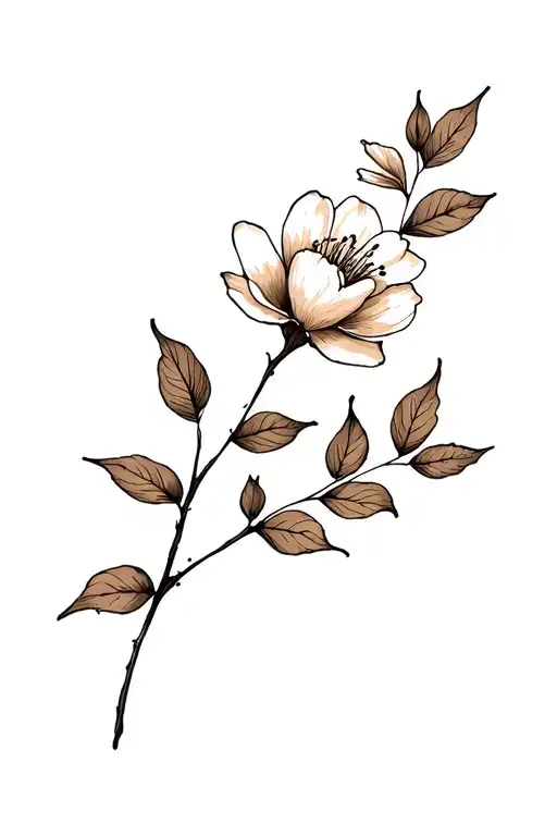 Coffee Flower Branch Realistic