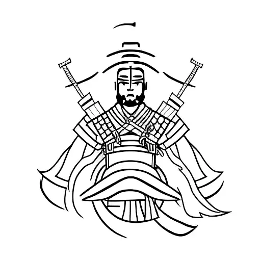 A Minimalist Tattoo Of A Samurai Warrior Embodying The Concept Of Evolution And Progress