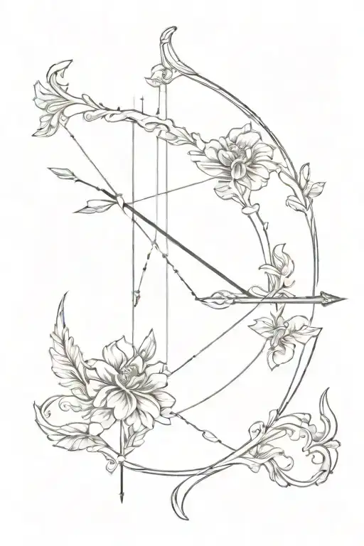 Bow Nad Arrow Baroque Tattoo Design