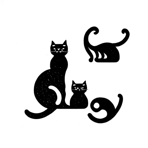 Cats Sitting On Their Backs On A Fine Line