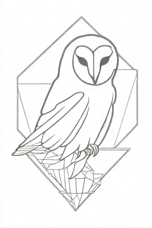 Barn Owl Inside Inverted Triangle With A Perch