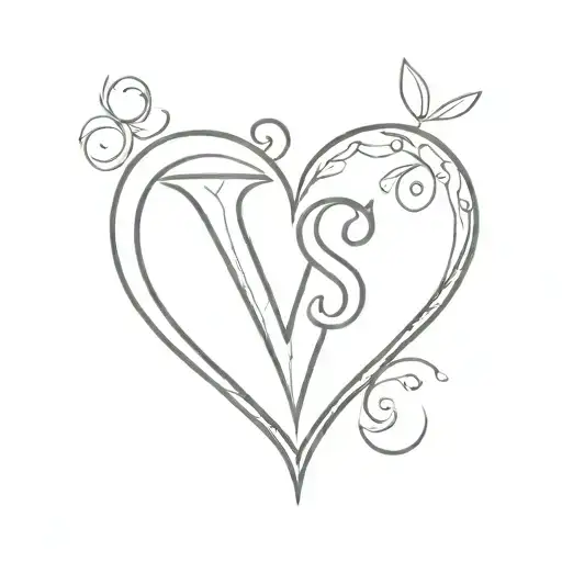 Initial Y And S Inside A Heart