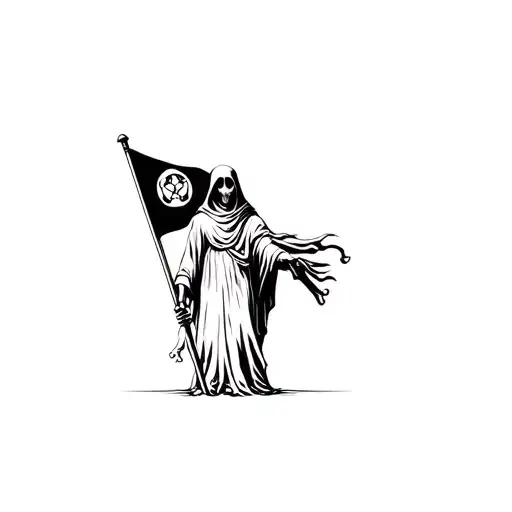 Grim Reaper Holding A Flag