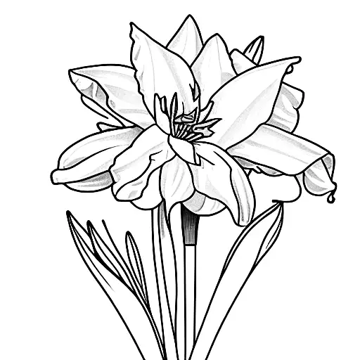 Full Daffodil With Stem And Leaf
