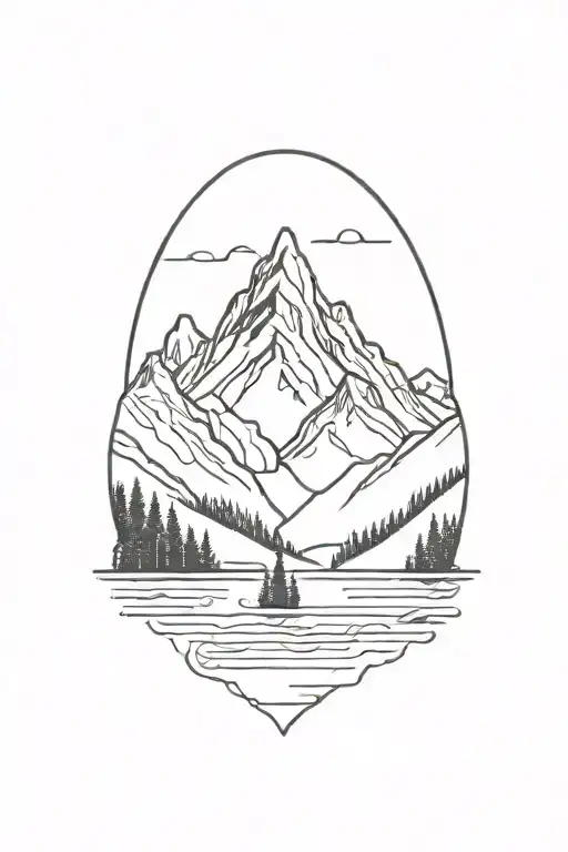 Mountain Range With A River Flowing