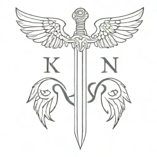 Roman Numerials In A Sword With Angel Wings