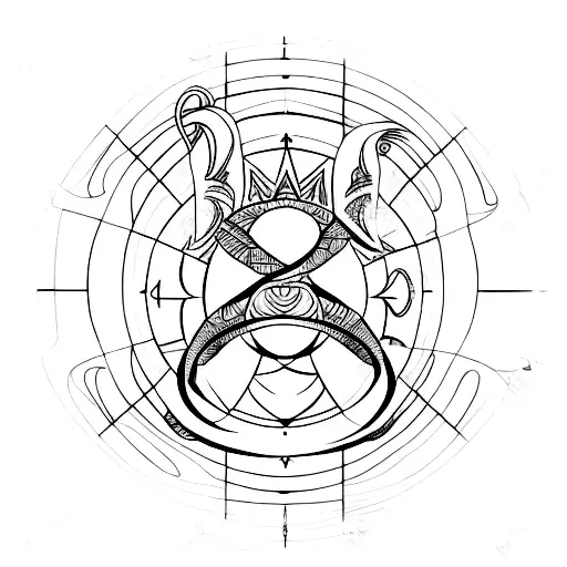 A Unique Fusion Design Combining The Capricorn And Aries Zodiac Symbols