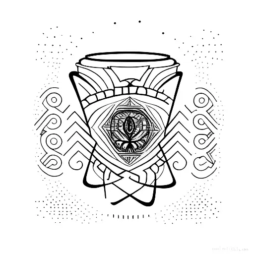 A Minimalist Geometric Design Incorporating Coffee Beans And Ancient History Symbols