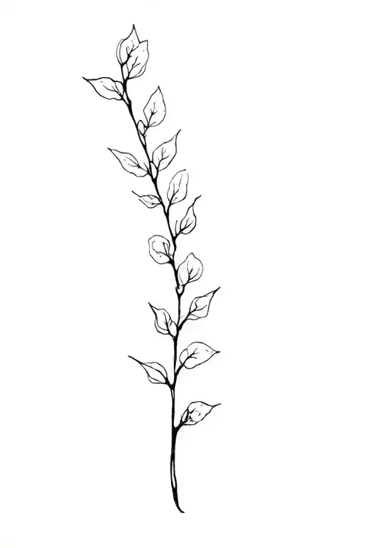 Minimalist One White Myrtle Branch